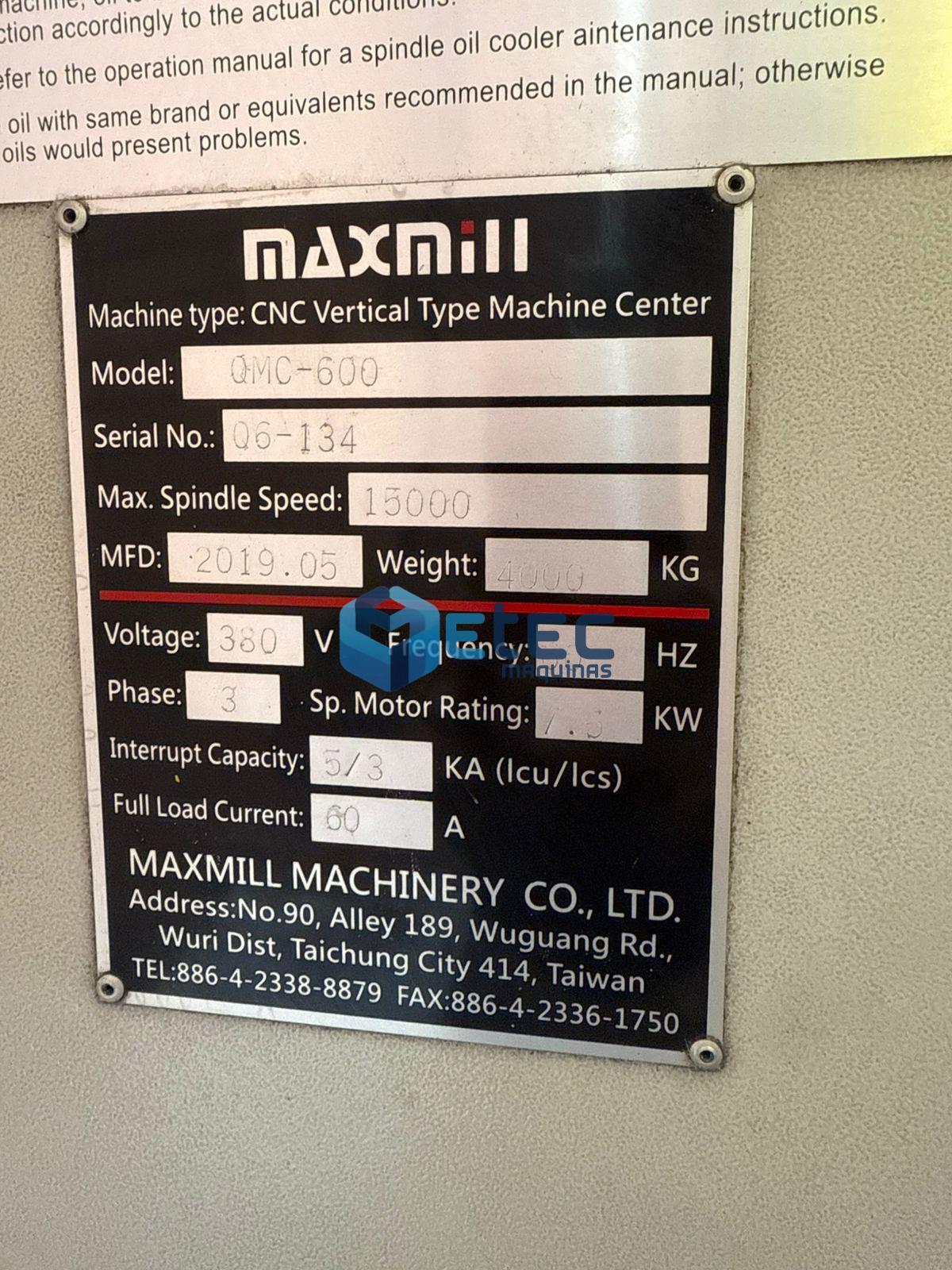 Centro de Usinagem Maxmill QMC600 + 4° Eixo