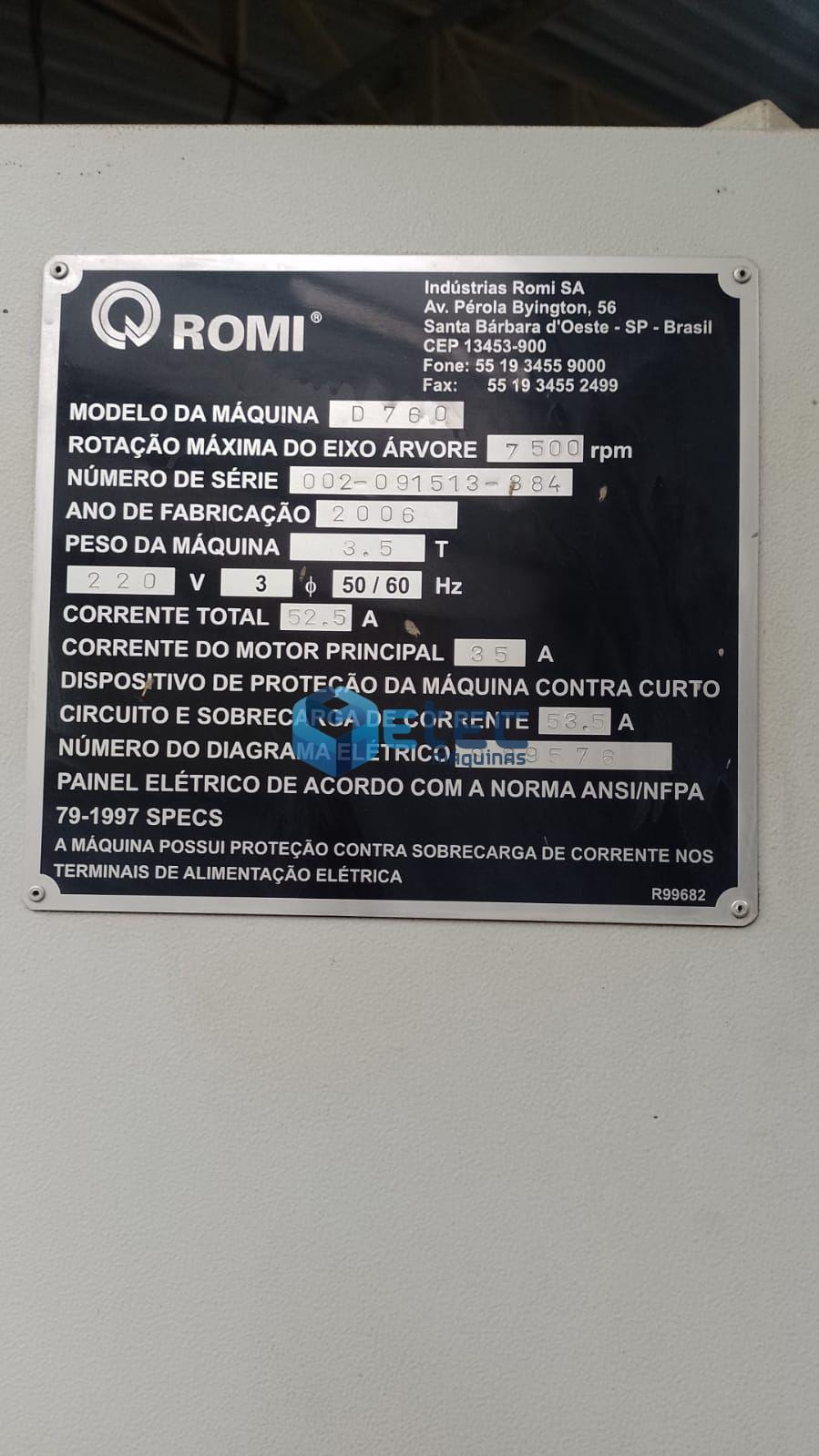 Centro de Usinagem Romi Discovery 760