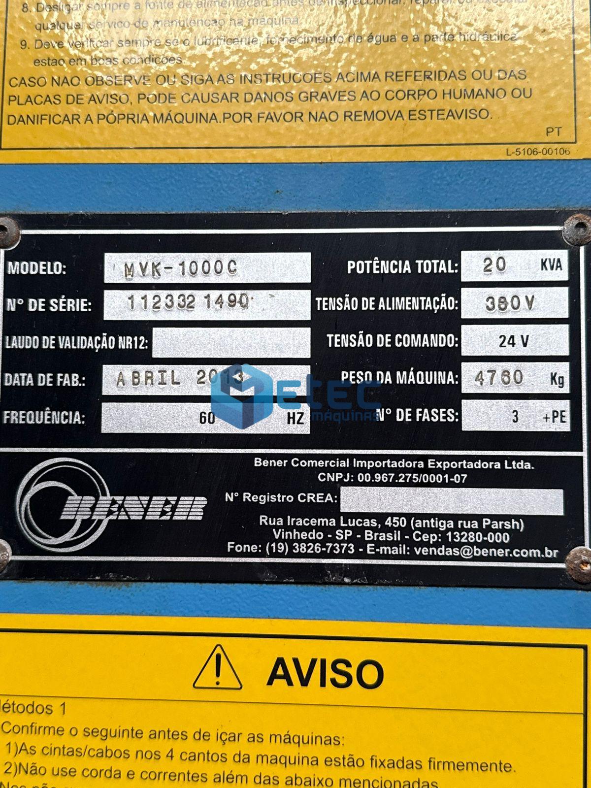 Centro de Usinagem Veker MVK-1000C