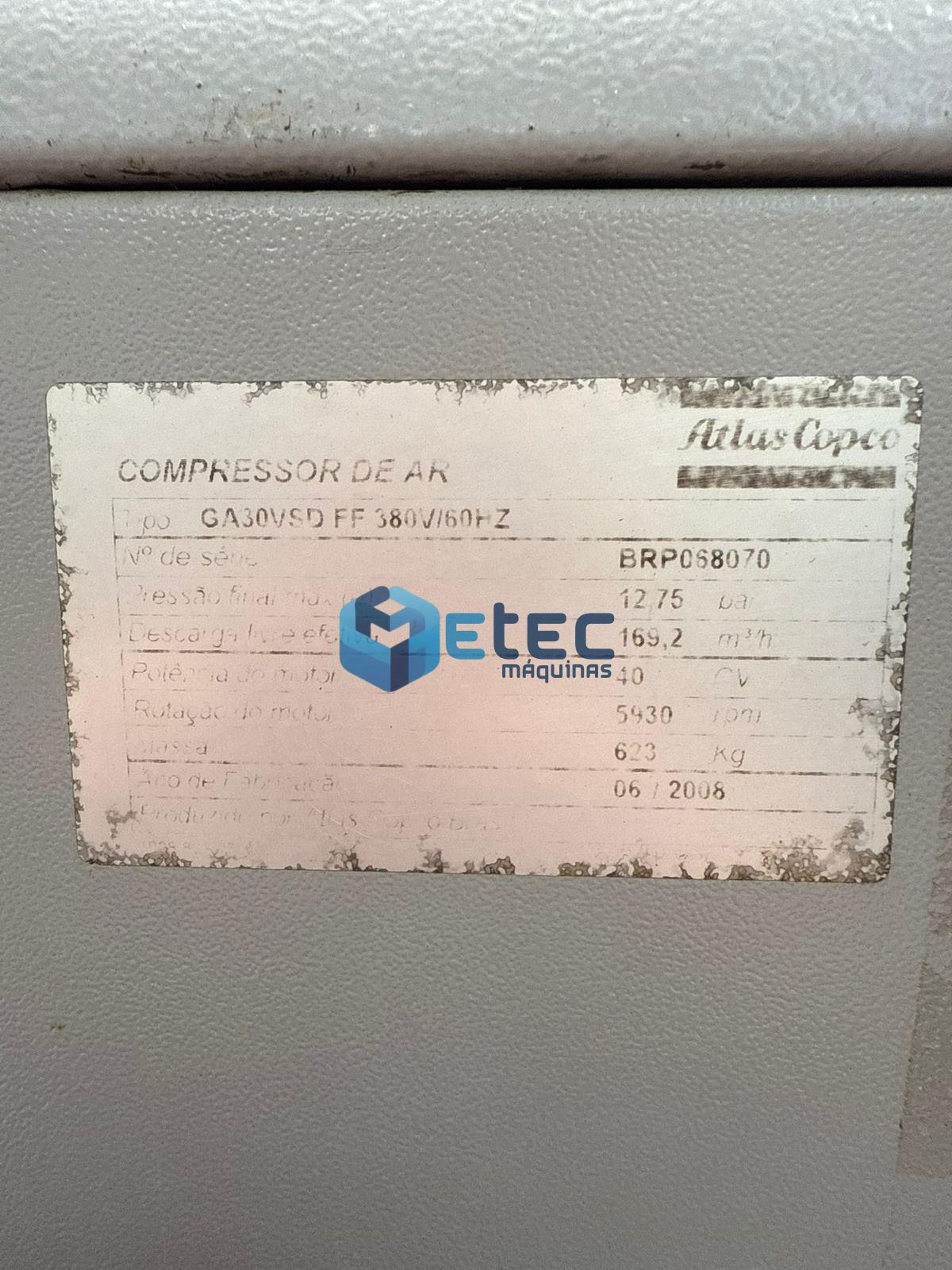 Compressor Parafuso Atlas Copco GA30 VSDff