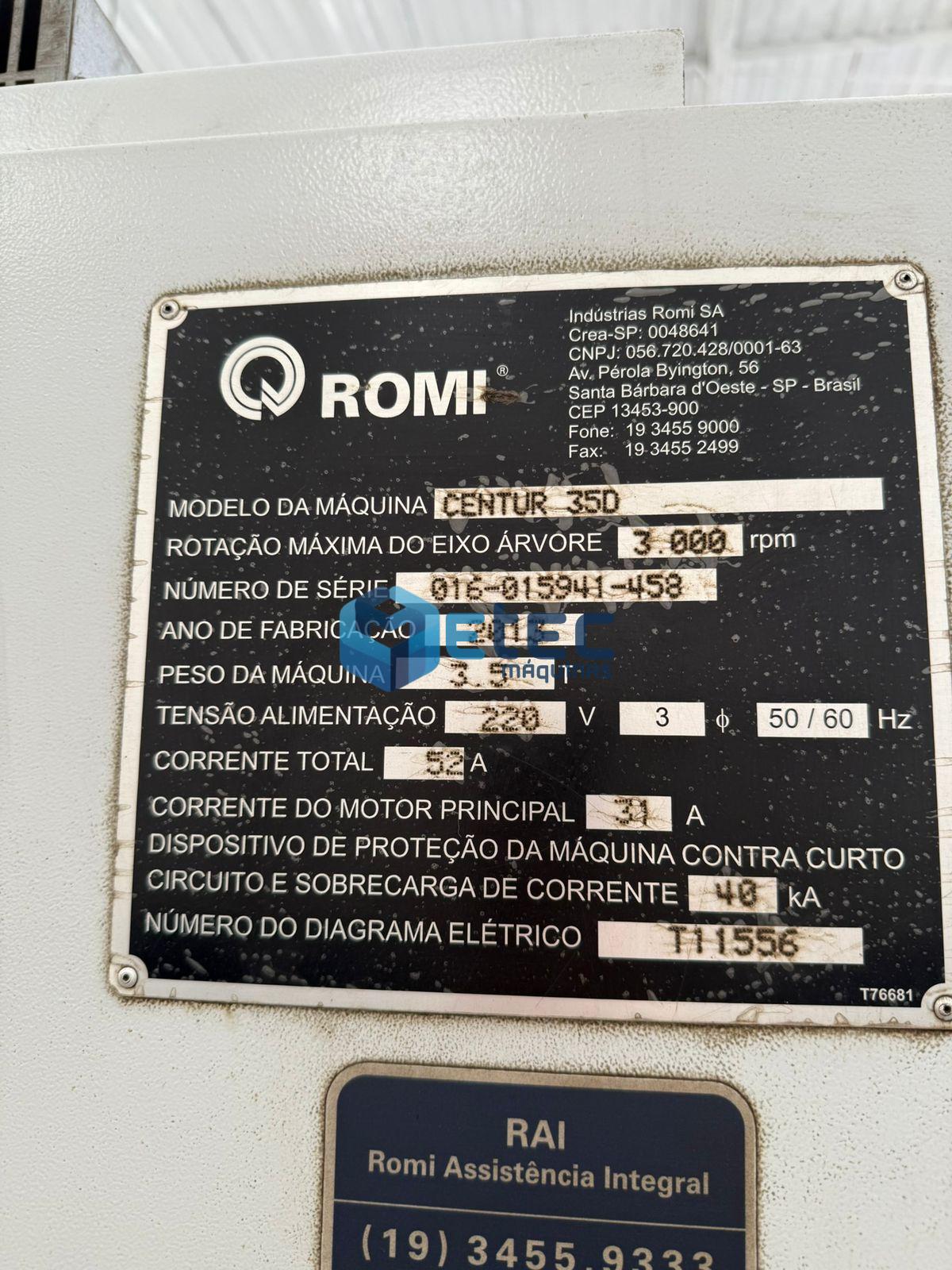 Torno CNC Romi Centur 35D