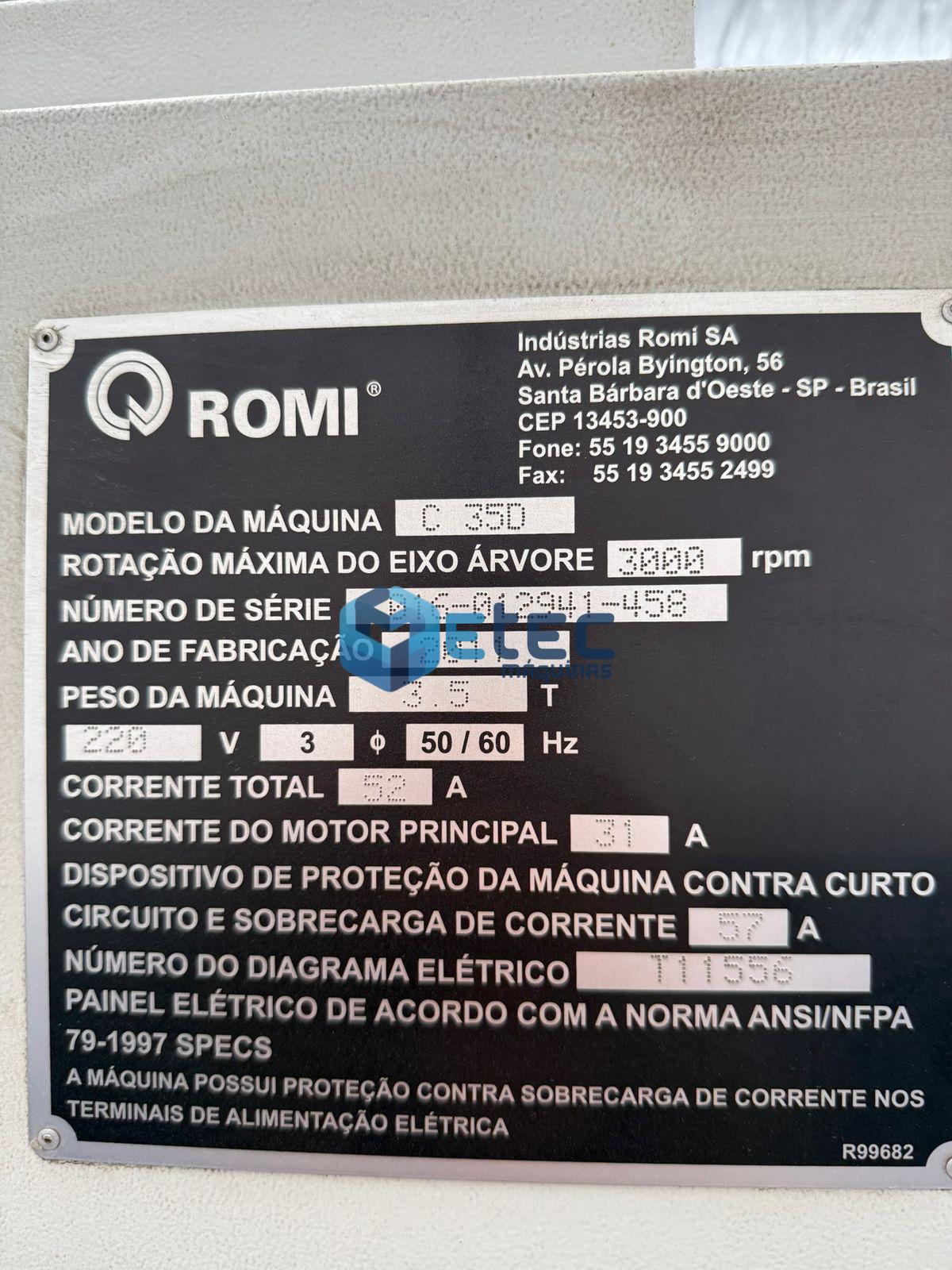 Torno CNC Romi Centur 35D