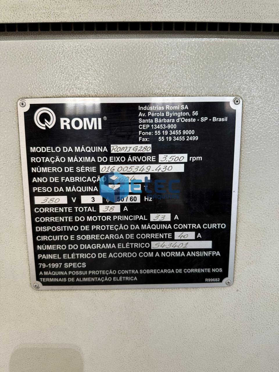 Torno CNC Romi G280