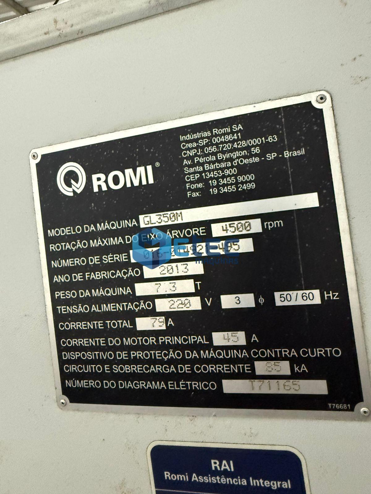 Torno CNC Romi GL350M - Ferramentas Acionadas